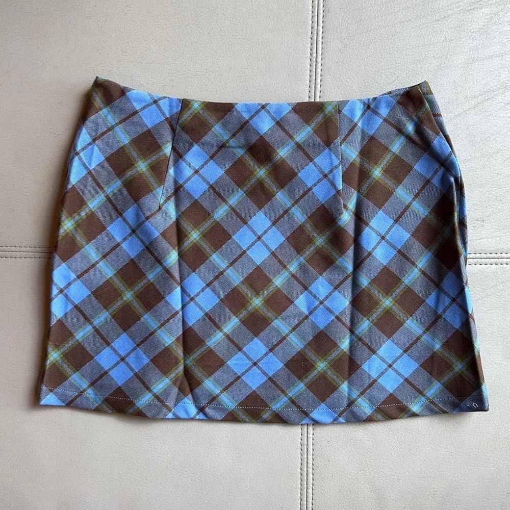 Blue, Brown Urban Outfitters Plaid 90s Inspired Mini SchoolGirl Preppy Skirt